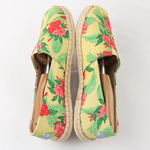 Toms Women's Alpargata Classic Shoe Size 10 Floral Yellow Red Green Flat Slip On - Picture 9 of 13